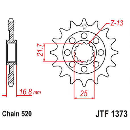 JT, přední řetězové kolečko 2042 16 Honda NC 750X/S/DCT '14-'15, INTEGRA 750 DCT '14-'15 (204216JT) (řetěz 520)