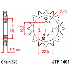 JT, přední řetězové kolečko 2116 16 Suzuki LTR 450 '06-'12, LTZ 400 '03-'13, RMX 450 '10-'13, Kawasaki KFX 400, HYOSUNG TE 450