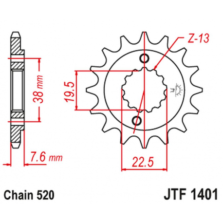 JT, přední řetězové kolečko 2116 16 Suzuki LTR 450 '06-'12, LTZ 400 '03-'13, RMX 450 '10-'13, Kawasaki KFX 400, HYOSUNG TE 450