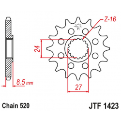 JT, přední řetězové kolečko 2192 17 Suzuki GSXR 1000 '09-16' (219217JT) (řetěz 520)