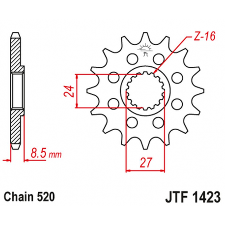 JT, přední řetězové kolečko 2192 17 Suzuki GSXR 1000 '09-16' (219217JT) (řetěz 520)