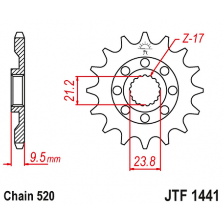 JT, přední řetězové kolečko 2133 15 Suzuki RMZ 450 '05-'12 (213315JT) (řetěz 520)