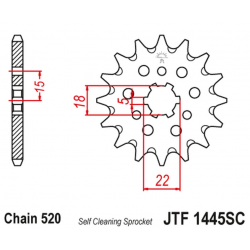 JT, přední řetězové kolečko 423 13 Kawasaki KX 125 '94-'07 samočistící (42313JT) (řetěz 520)