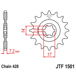 JT, přední řetězové kolečko 2054 14 Kawasaki KLT/KLF 110 '84-88', KLX 140 '08-20' (205414JT) (řetěz 428)