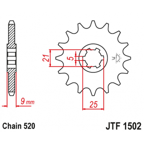 JT, přední řetězové kolečko 569 13 Kawasaki KXT 250 '87' (56913JT) (řetěz 520)