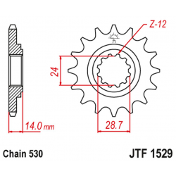 JT, přední řetězové kolečko 2077 17 Kawasaki ZRX 1100/1200 '97-06 (207717JT) (řetěz 530)