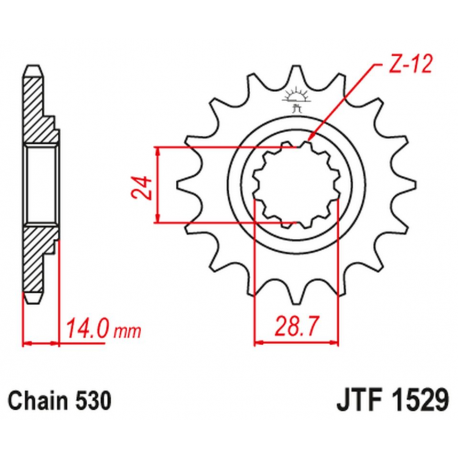 JT, přední řetězové kolečko 2077 17 Kawasaki ZRX 1100/1200 '97-06 (207717JT) (řetěz 530)