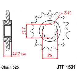 JT, přední řetězové kolečko 2083 15 Kawasaki ZR 750 '95-99' (208315JT) (řetěz 525)
