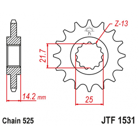 JT, přední řetězové kolečko 2083 15 Kawasaki ZR 750 '95-99' (208315JT) (řetěz 525)