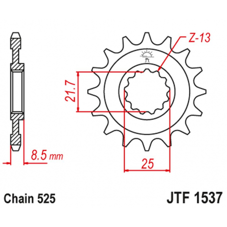 JT, přední řetězové kolečko 2137 19 Kawasaki ZX10R '04-'18 (213719JT) (řetěz 525)
