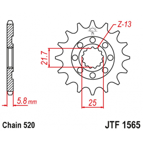 JT, přední řetězové kolečko 2141 12 Kawasaki KXF 450 '06-20' KLX 450 '08-20' (214112JT) (řetěz 520)
