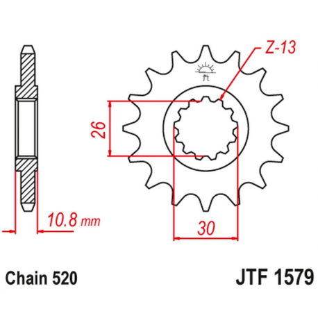 JT, přední řetězové kolečko 579M 16 Yamaha YZF R1 '98-21', FZ-1 '10-15' (579M16JT) (řetěz 520) konverze