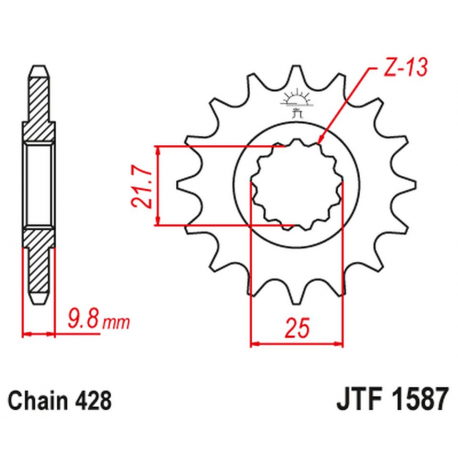 JT, přední řetězové kolečko 2049 19 Yamaha FZR 400 '88-95', SR 400 '88-17' SR 500 '91-00' (204919JT) (řetěz 428)
