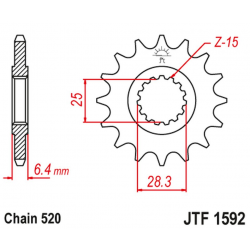 JT, přední řetězové kolečko 2168 16 Yamaha YFZ 450/YFM 700 Raptor '06-'19 (216816JT) (řetěz 520)