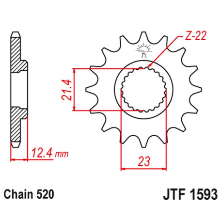 JT, přední řetězové kolečko 2054 14 Yamaha YFM 250 Raptor '08-13' (205414JT) (řetěz 520)