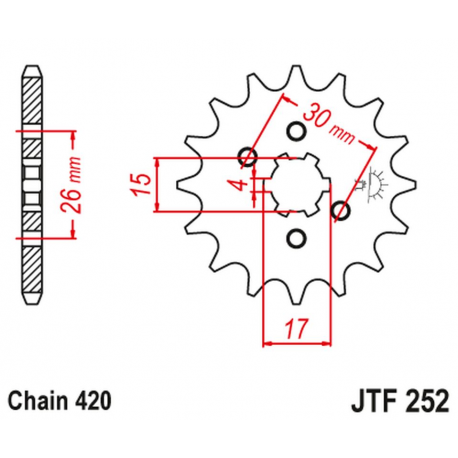 JT, přední řetězové kolečko 261 12 Honda MBX/MTX 50 (26113JT) (řetěz 420)