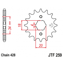 JT, přední řetězové kolečko 259 12 Honda XL 125, NX 125 (25912JT) (řetěz 428)
