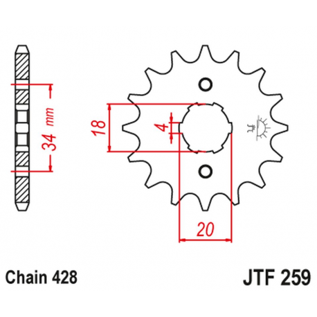 JT, přední řetězové kolečko 259 12 Honda XL 125, NX 125 (25912JT) (řetěz 428)