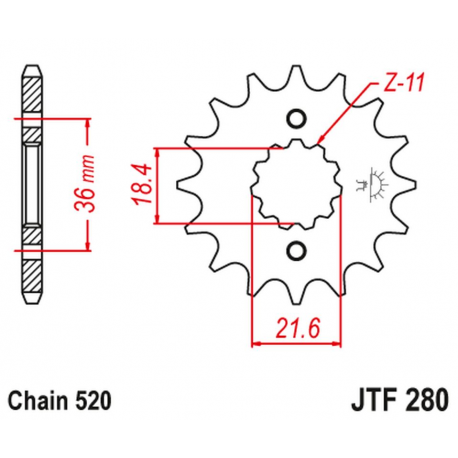 JT, přední řetězové kolečko 2506 13 Honda XL 250 S/M/N (MD26,MD31), AX 1 (250613JT) (řetěz 520)