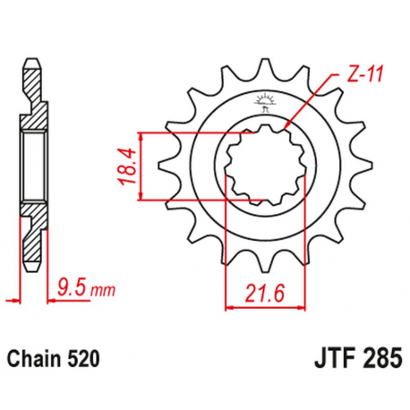 JT, přední řetězové kolečko 334 14 Honda CR 250 86-87, CR 500 86-87 (33414JT) (řetěz 520)