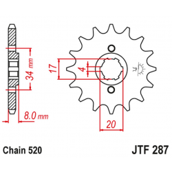 JT, přední řetězové kolečko 267 14 Honda CRF 230L '08-'10, XL 250R '84-'97 (26714JT) (řetěz 520)