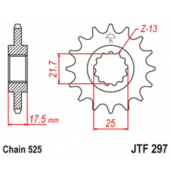 JT, přední řetězové kolečko 2041 16 Honda CB 500 '94-'03, CBF 500 '04-'08 (204116JT) (řetěz 525)