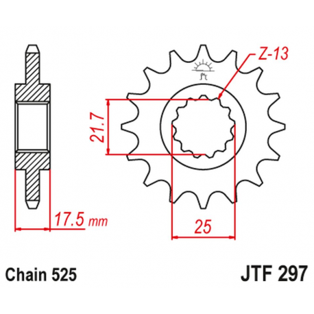 JT, přední řetězové kolečko 2041 16 Honda CB 500 '94-'03, CBF 500 '04-'08 (204116JT) (řetěz 525)