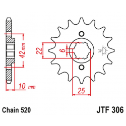 JT, přední řetězové kolečko 281 14 Honda NX 650 Dominator '88 (síla 10MM) (28114JT) (řetěz 520)