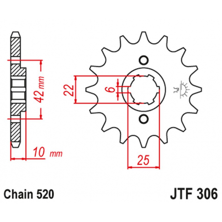 JT, přední řetězové kolečko 281 14 Honda NX 650 Dominator '88 (síla 10MM) (28114JT) (řetěz 520)