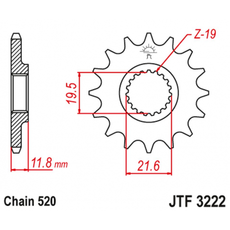 JT, přední řetězové kolečko 2180 11 Polaris 250/300/350/400/425 '89-99' (218011JT) (řetěz 520)