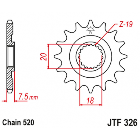 JT, přední řetězové kolečko 340 14 Honda CR 125 '87-'03 (34014JT) (řetěz 520)