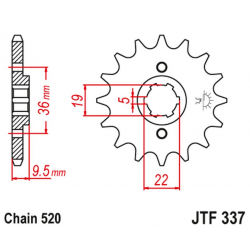 JT, přední řetězové kolečko 337 12 Honda TRX 250/300, CR 250 '82-'85, CR500 '84-'85 (33712JT) (řetěz 520)