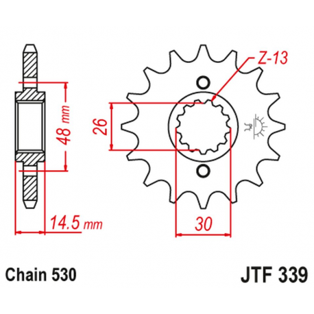 JT, přední řetězové kolečko 339 15 Honda VFR 750 86-87, CBX 750F 84-86, VFR 800 '02-'14 (33915JT) (řetěz 530)