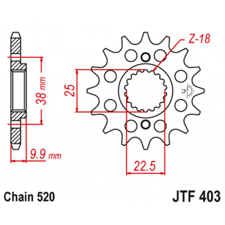 JT, přední řetězové kolečko 2200 13 BMW G 450 X '08-11', Husqvarna 449/511 TC/TE/SM '11-12' (220013JT) (řetěz 520)