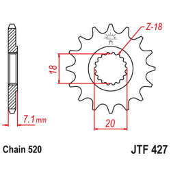 JT, přední řetězové kolečko 432 11 Suzuki RM 125 '92-'07, RMZ 250 '10-'12 (43211JT) (řetěz 520)