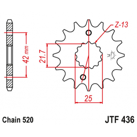 JT, přední řetězové kolečko 438 14 Suzuki GSX 400 F '81-'86, RG 250 GAMMA '83-'88 (43814JT) (řetěz 520)