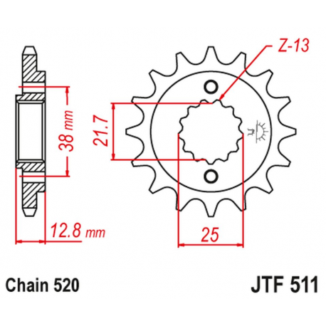 JT, přední řetězové kolečko 511 16 Kawasaki KLR 650 '90-'14 (51116JT) (řetěz 520)