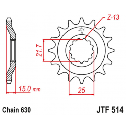 JT, přední řetězové kolečko 528 15 Kawasaki GPZ 750 UNITRACK '82-89' (52815JT) (řetěz 630)