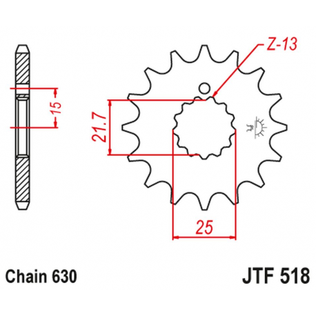 JT, přední řetězové kolečko 518 16 Kawasaki Z 650 /750 '79-'83 (51816JT) (řetěz 630)