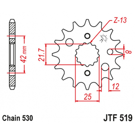 JT, přední řetězové kolečko 566 16 / 513 16 Kawasaki VN 800 A,B,C 96-06 (56616JT) (řetěz 530)