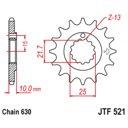 JT, přední řetězové kolečko 518 15 Kawasaki Z 900 A4 '76', Z 1000 '77-80' (51815JT) (řetěz 630)