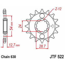 JT, přední řetězové kolečko 522 15 Kawasaki Z 1000 '81-83', GPZ 1100 '81-82' Z 1100 '84-86' (52215JT) (řetěz 630)