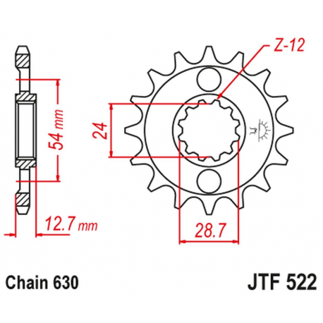 JT, přední řetězové kolečko 522 15 Kawasaki Z 1000 '81-83', GPZ 1100 '81-82' Z 1100 '84-86' (52215JT) (řetěz 630)