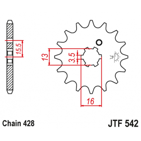 JT, přední řetězové kolečko 542 10 Yamaha DT 80 MX-S '83-84' (54210JT) (řetěz 428)