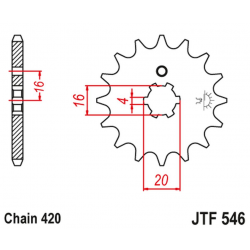 JT, přední řetězové kolečko 560 16 Kawasaki KX 65/80/85 (56016JT) (řetěz 420)
