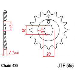 JT, přední řetězové kolečko 555 13 Yamaha DT 80 LC1/LC2 '83-'95, TZR 80 '92-'95 (55513JT) (řetěz 428)