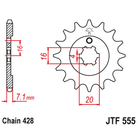 JT, přední řetězové kolečko 555 13 Yamaha DT 80 LC1/LC2 '83-'95, TZR 80 '92-'95 (55513JT) (řetěz 428)