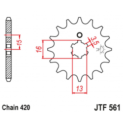JT, přední řetězové kolečko 415 14 Yamaha RD 80 MX '81-82' (41514JT) (řetěz 420)