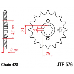 JT, přední řetězové kolečko 576 17 Yamaha XT 350 '85-00' (57617JT) (řetěz 428)