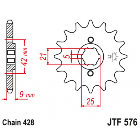 JT, přední řetězové kolečko 576 18 Yamaha XT 350 '85-00' (57618JT) (řetěz 428)
